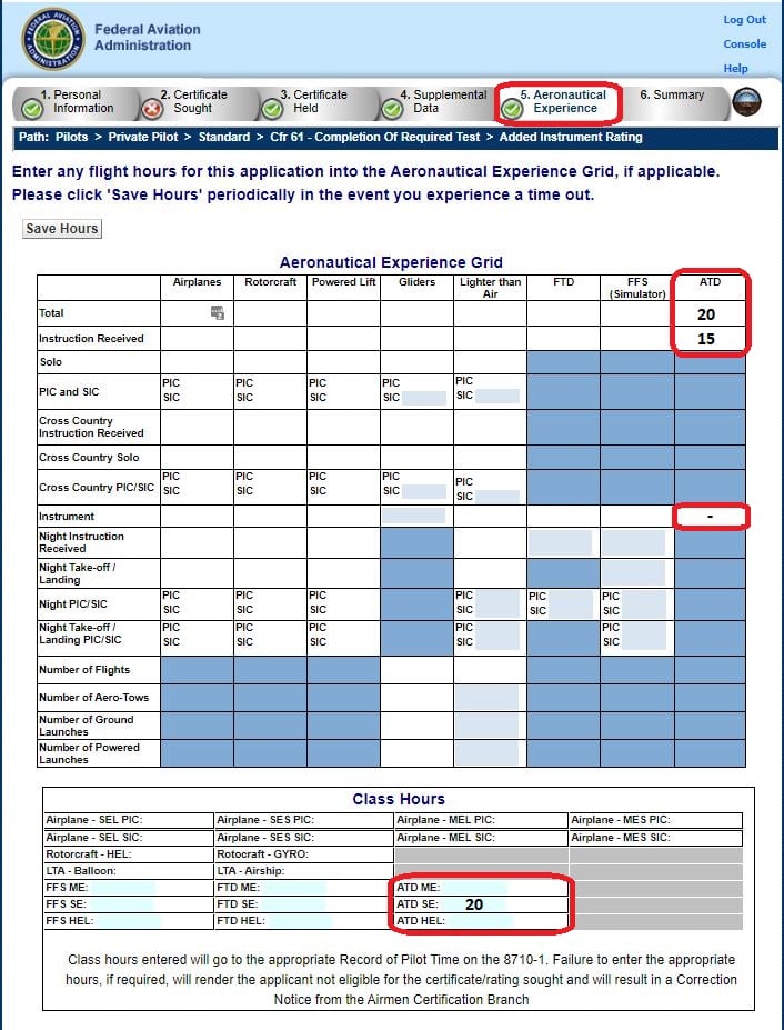 How to Log Your ATD Flight Time on the FAA IACRA 87101 Form